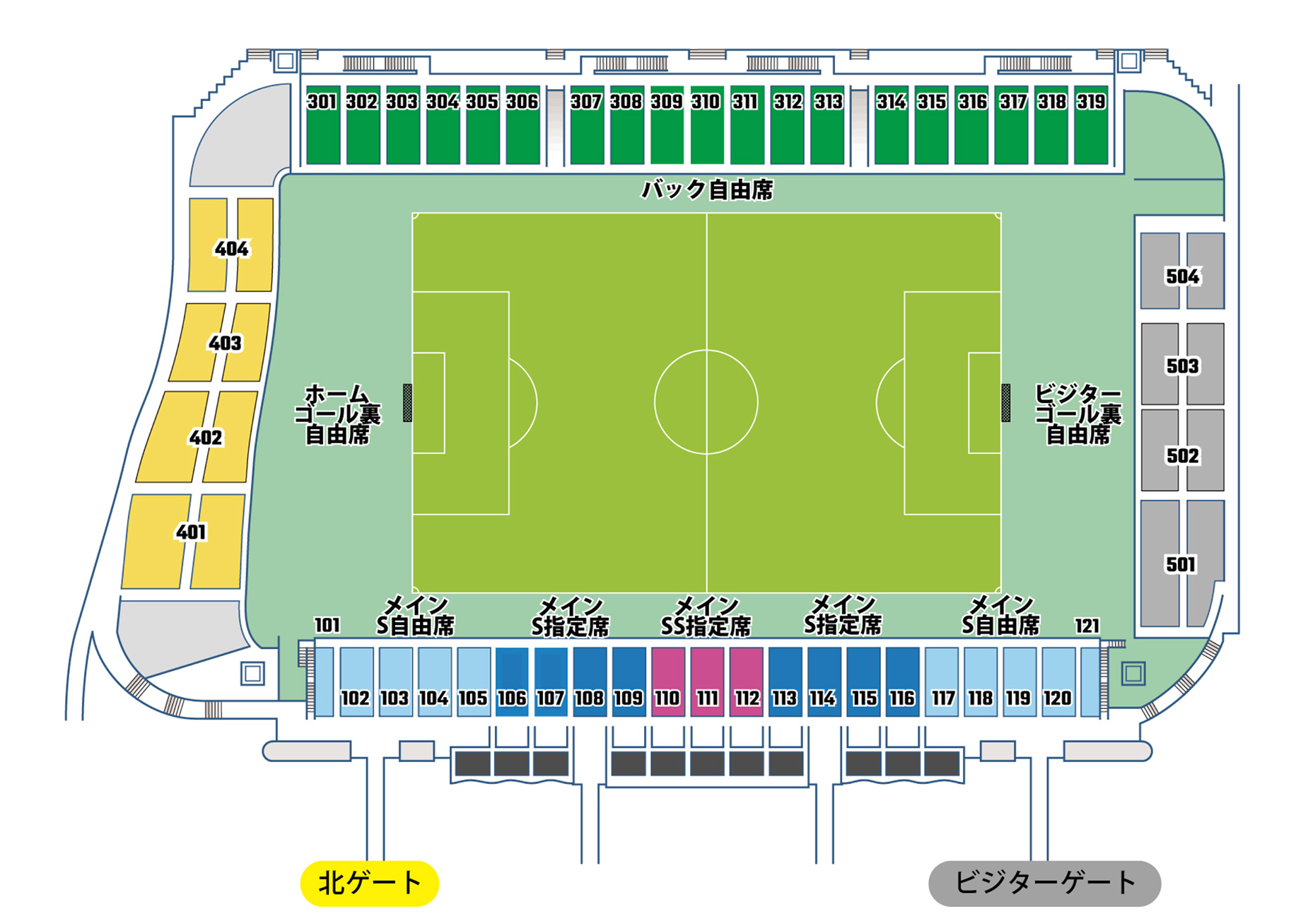 グリーンスタジアムの席割図